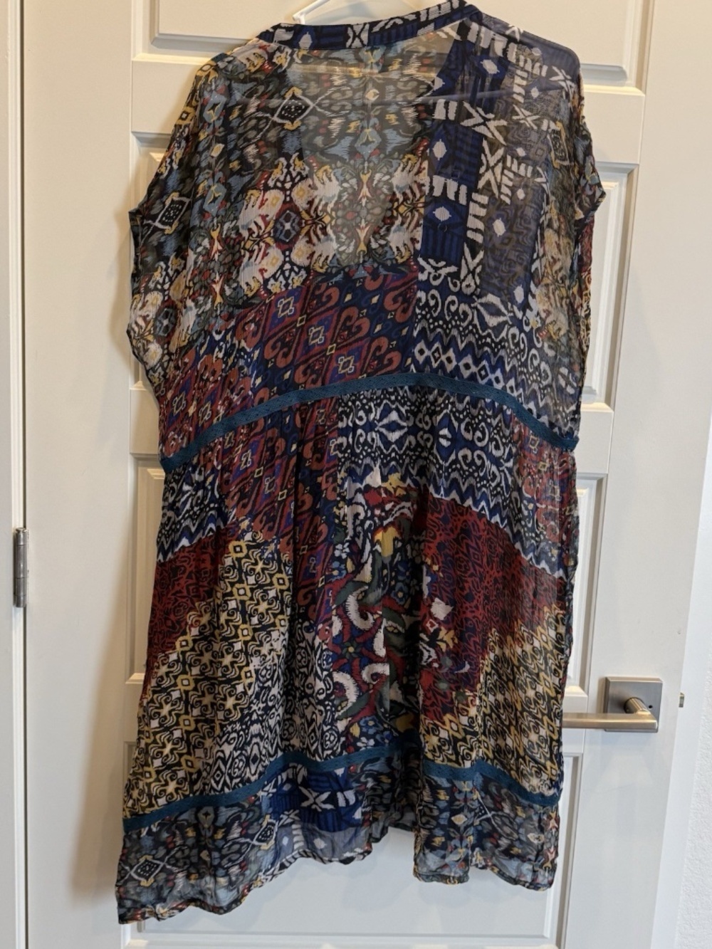Sundance Trephina Sheer Patchwork Dress Crochet Trim Boho Petite XL - Picture 9 of 11